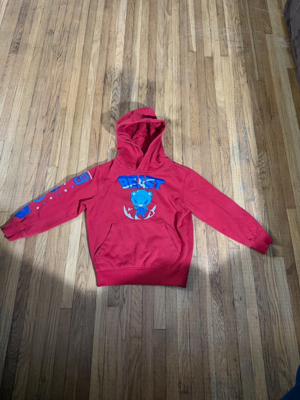 Boys size Red 'Beast' Graphic Streetwear Hoodie Sweatshirt